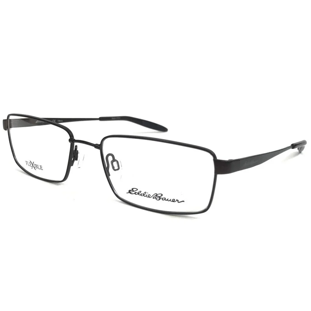 Eddie Bauer Eyeglasses Frames EB32021 BR Brown Rectangle Wire Rim 54-18-140